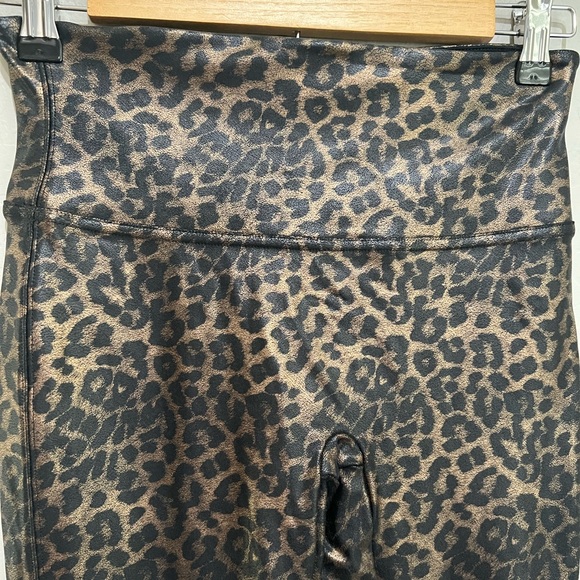 Spanx Faux Leather Leggings with Metallic Leopard Print, Size Medium Petite - Picture 3 of 6